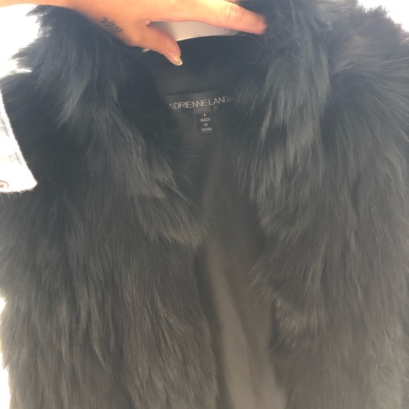 Adrienne Landau classic black fox fur vest - Picture 3 of 8